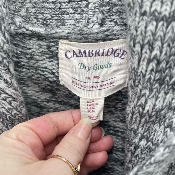 Cambridge Dry Goods Women's Skier Sweater Cardigan Shawl collar Wool Grey Medium - Picture 9 of 10